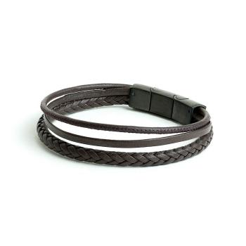 Dreifaches Armband mit braunem italienischem Nappaleder - Arte Brown